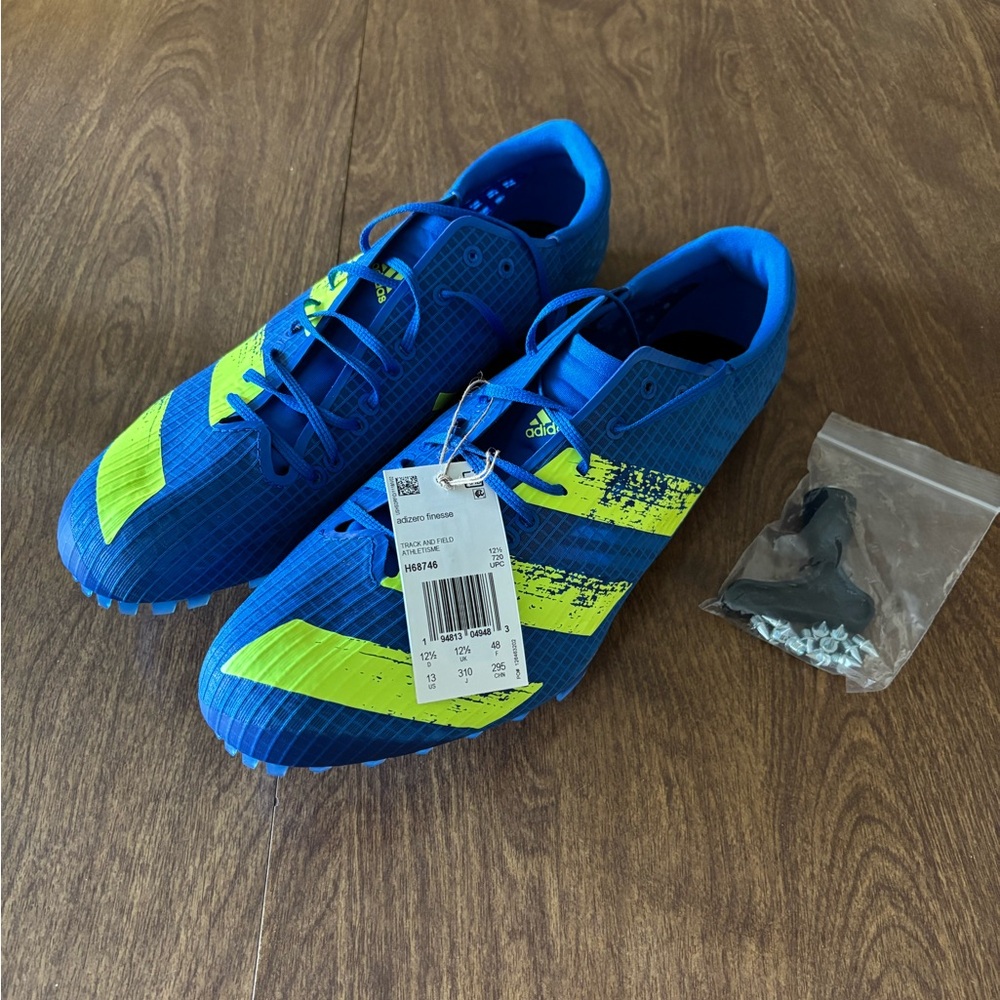 NIB Adidas Adizero Finesse men’s track & field athletic shoes blue green size 13